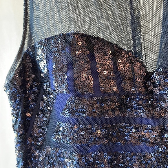Blue Sequins Mesh Dress - Picture 6 of 11